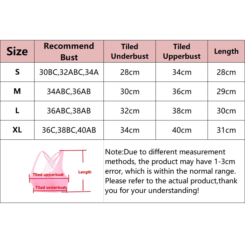 Bra for Women Push Up Cross Back Shockproof Running Gym Training