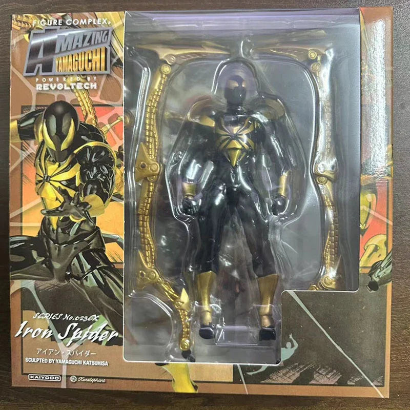 Iron Spider AMAZING YAMAGUCHI Spider Man Peter Parker Black Red KAIYODO Action Figure Statue Model Collectible Kids For Toy Gift
