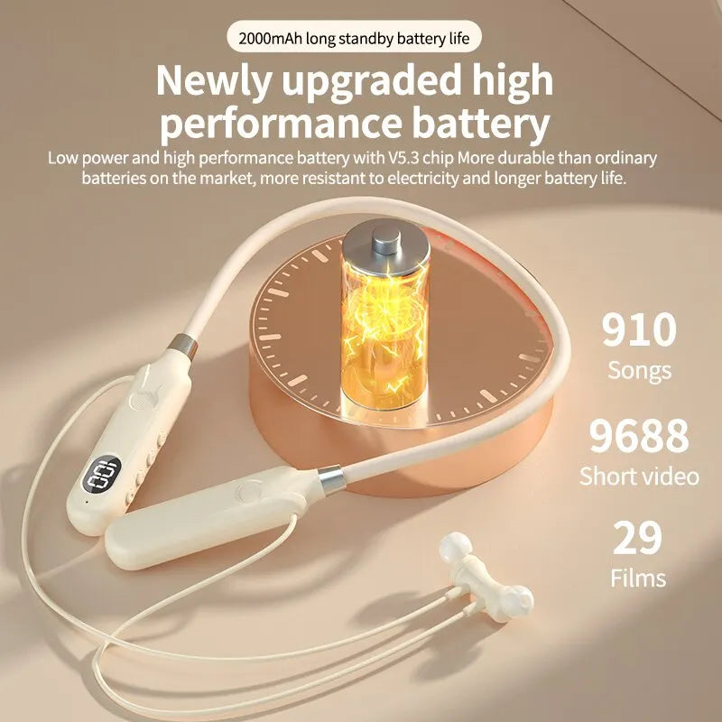 BT-12 Wireless Bluetooth Earphones Headphones Neckband Outdoor Sports Headset with Display Button Control Earbuds for Music