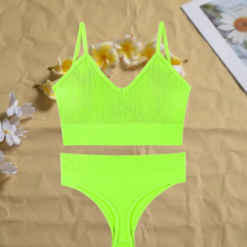 Women's Seamless  Underwear Set Bra And Thongs Lingerie Low Waist Panties