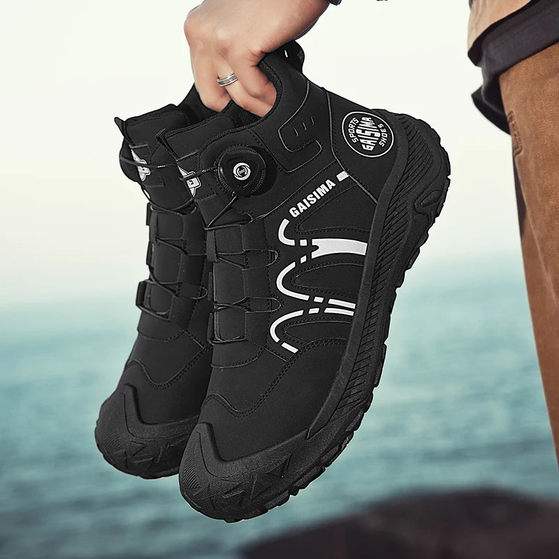 Street Yellow Men's Biker Boots Fashion Design Knob Motorcycle Boots Men British Style Casual Outdoor Leather Ankle Boots Man