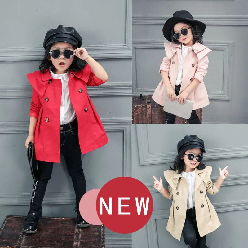 Girls Long Jacket Solid Color Girl Coats Kids Casual Style Childrens' Jacket Kids Clothing