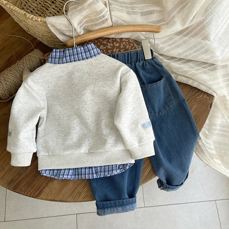 New Children Spring Autumn Fashion Boys Clothes Suit Long Sleeved Cotton Shirt Jeans 2Pc/Sets Toddler Kids Casual Baby Outfits