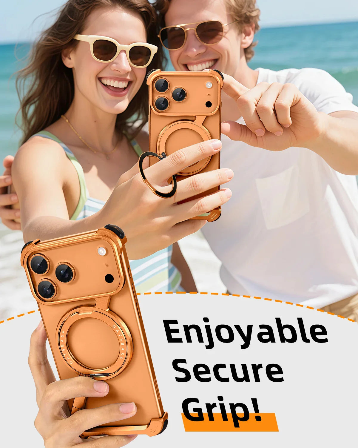 Phone Case for iPhone 17 Pro/Pro Max/17/Air with 360° Rotatable Stand Metal Frameless Magsafe Protective Shockproof