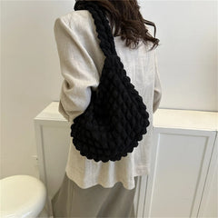 Bag With Pleated Design Embroidered Plaid Shoulder Bag Underarm Bags