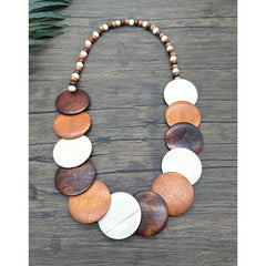 Geometry Bohemian Wood Bead Long Necklaces For Women Handmade