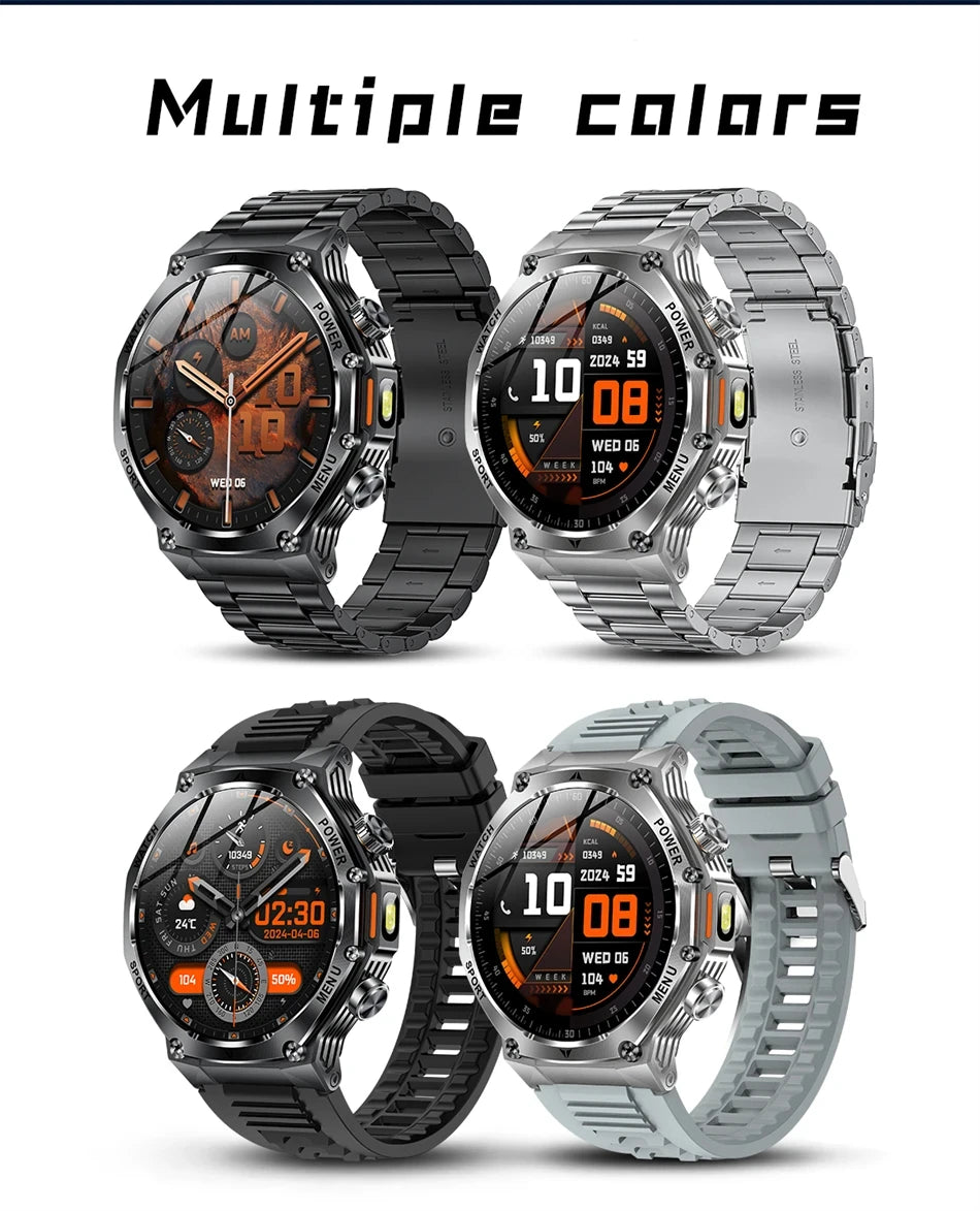 Rugged Outdoor Sports AK82 Smartwatch 1.85" HD Touchscreen 800mAh Long Battery Life Fitness Tracker Calorie Distance Smart Watch
