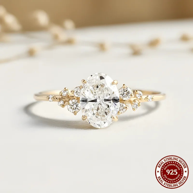 Unique Oval Cut 1ct-3ct Moissanite Halo Ring 925 Sterling Silver Half Eternity Rings for Woman Wedding Jewelry with Certificate