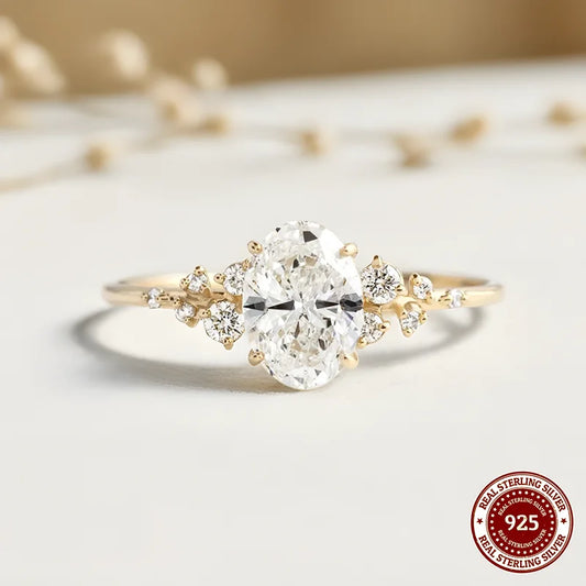 Unique Oval Cut 1ct-3ct Moissanite Halo Ring 925 Sterling Silver Half Eternity Rings for Woman Wedding Jewelry with Certificate