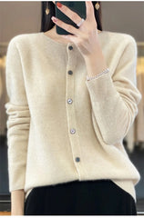 Spring and Autumn  New 100% pure merino cashmere sweater women's O-neck