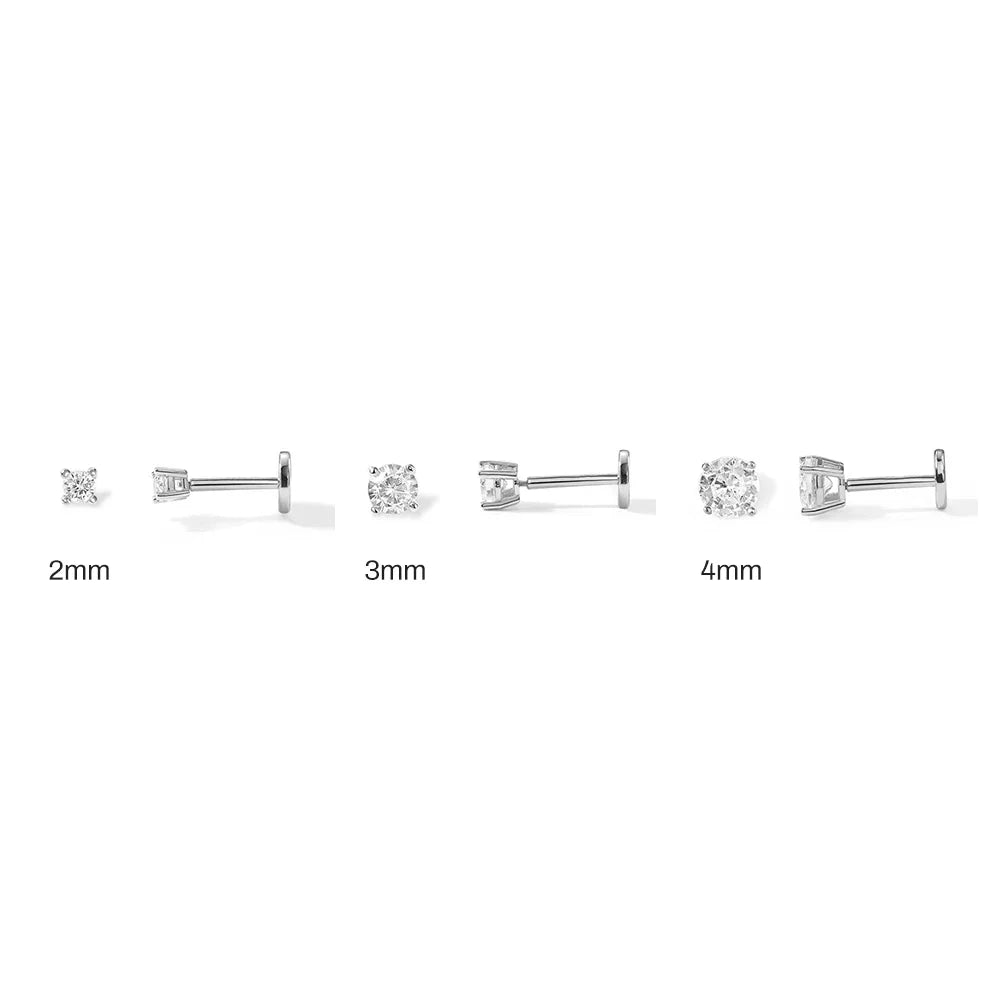 LENNIK 1Piece 925 Sterling Silver Labret Lip Ring Zircon Ear Studs Earrings For Women 2/3/4mm Tragus Cartilage Piercing Jewelry