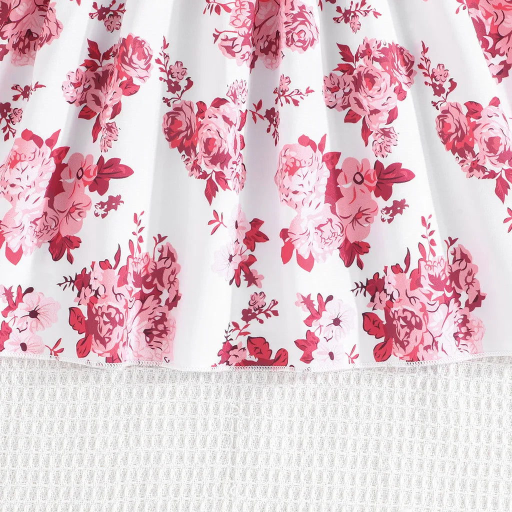 Dress For Kids 4-7 Years old Cotton Ruffled Sleeveless Floral Princess Dresses