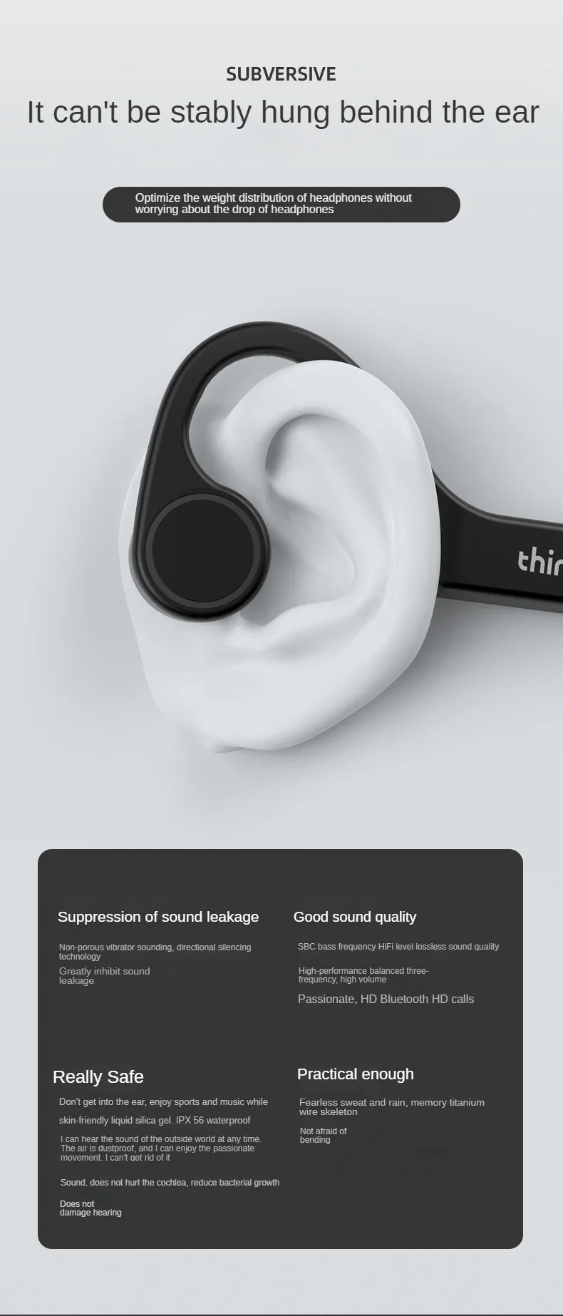 Lenovo X4 Bone Conduction Bluetooth Headphone Sports Earphone Waterproof Wireless Headset with Mic Ear-hook TWS Bass Hifi Stereo