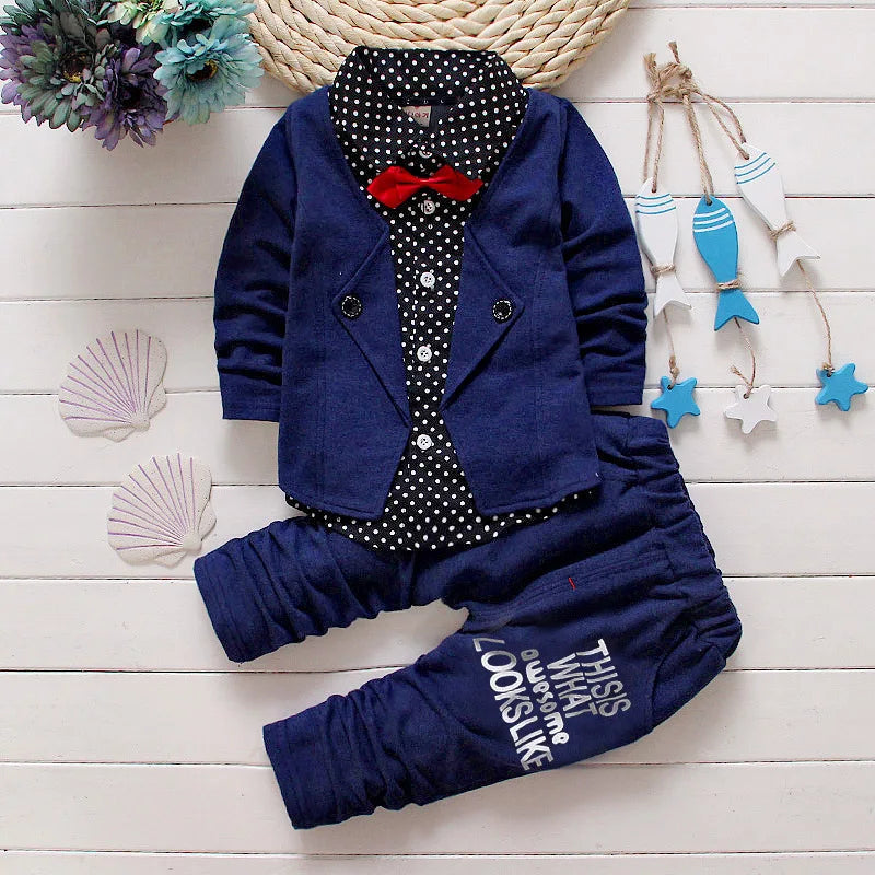 Kid Boy Clothes Gentleman Boy Outfit Children Clothing Long Sleeve Shirt+Pant 2Pcs/Set Baby Outerwear Infant Tracksuit A1274