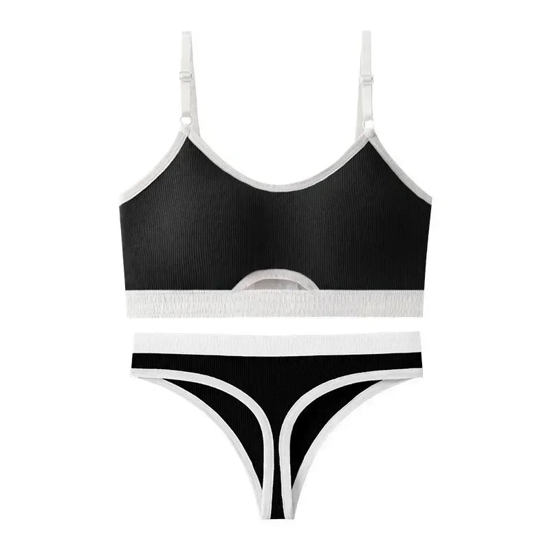 Seamless Bras Sports Bra And Panties Set Women Hollow Out Cotton Underwear