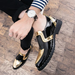 Platform leather shoes Casual Men Brogue Patent Leather Shoe Man