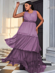 Women Plus Size Maxi Dresses Purple Elegant Long Dress Summer