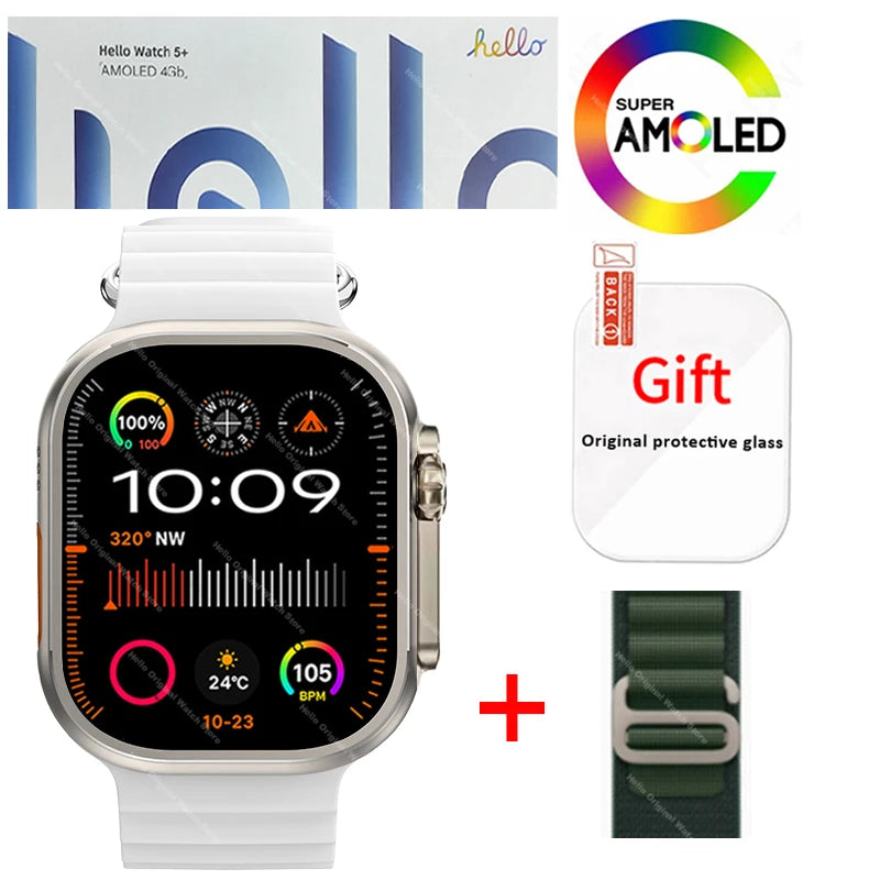Smartwatch 2026 Original Hello Watch 5 Plus ULTRA3 49mm HD AMOLED 4G ROM NFC DeepSeek GPS Compass Bluetooth Call Clock Men Women
