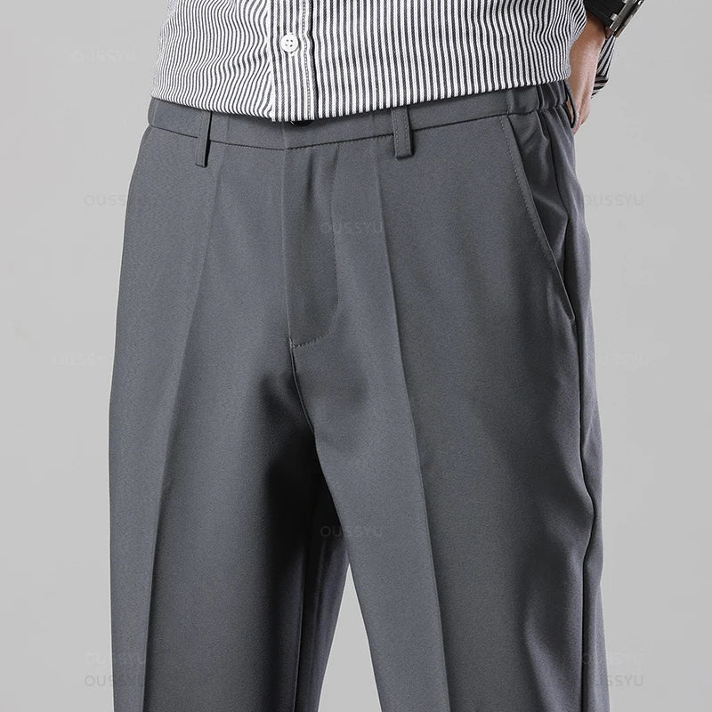 Brand Clothing Summer Ankle-Length Pants Men Stretch Business Suit