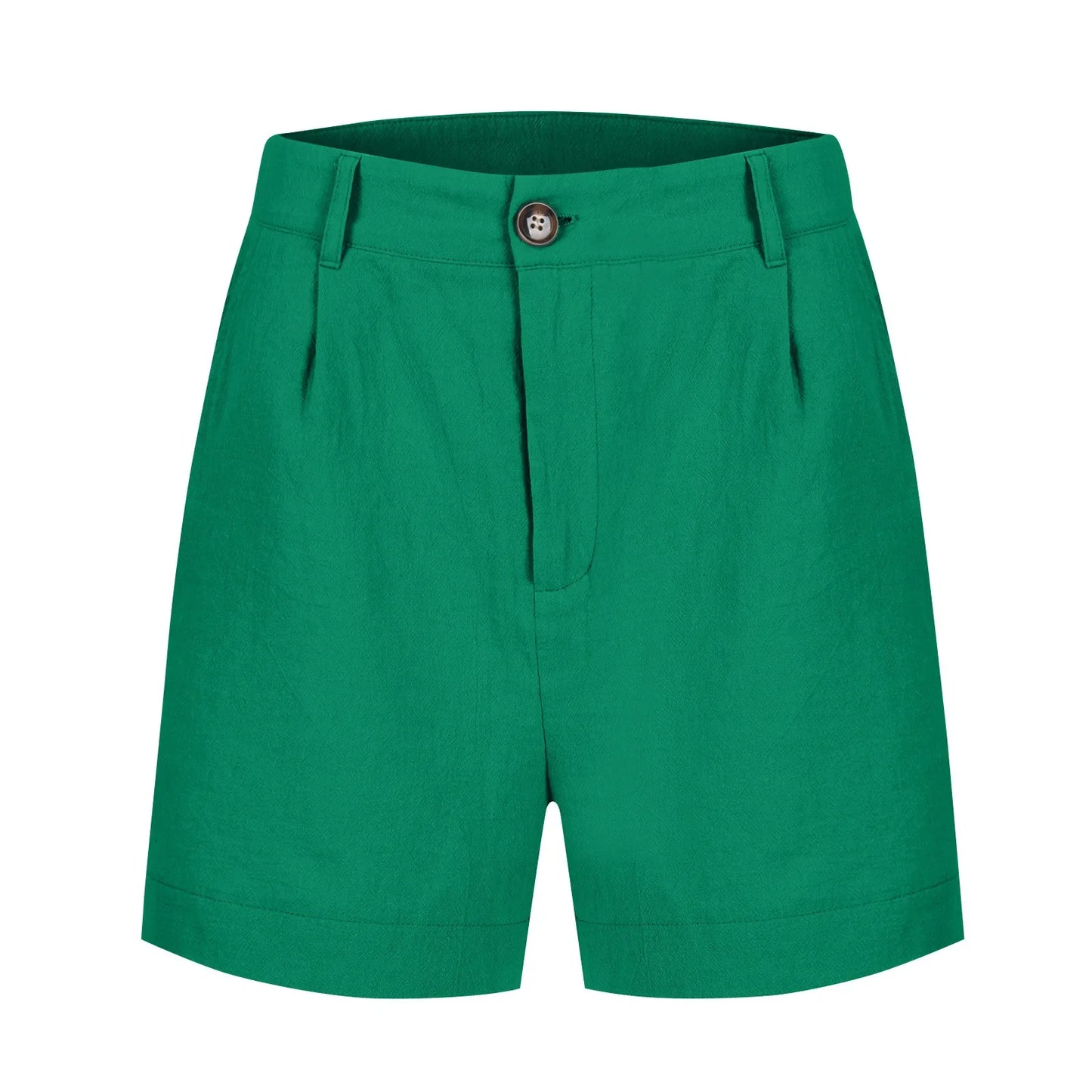 Cotton Linen Solid Shorts For Women Button High Waist Summer Loose Casual Pockets Shorts Female Pants Women Clothing