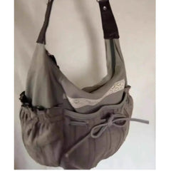 Sweet Cool Bow Canvas Shoulder Bags Women Vintage Drawstring Chic Casual