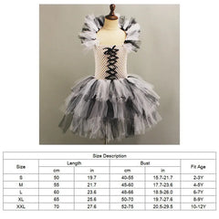 Halloween Graveyard Bride Costume For Girl Ghost Bride Tutu Dress Kid Lace Frock+Veil