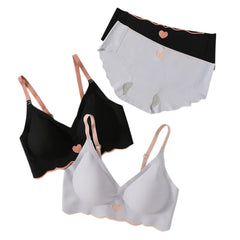Seamless Bra Set Women Wireless Bras Lingerie Set Deep V Tops Soft