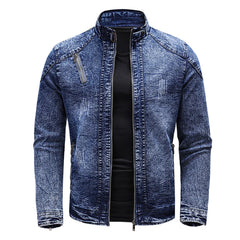 Black Denim Jacket Men Motorcycle Coat Autumn Winter Fleece Jackets