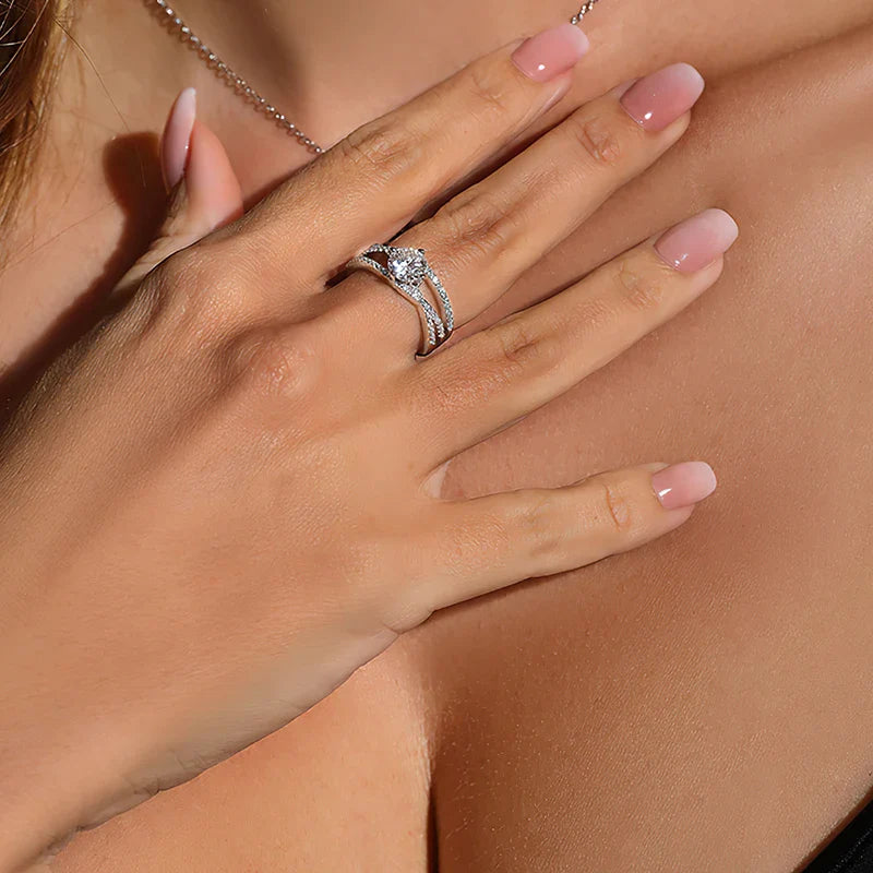 S925 Sterling Silver Elegant Round 1CT Moissanite Diamond Pledge Love Rings for Women Engagement Wedding Luxury Fine Jewelry