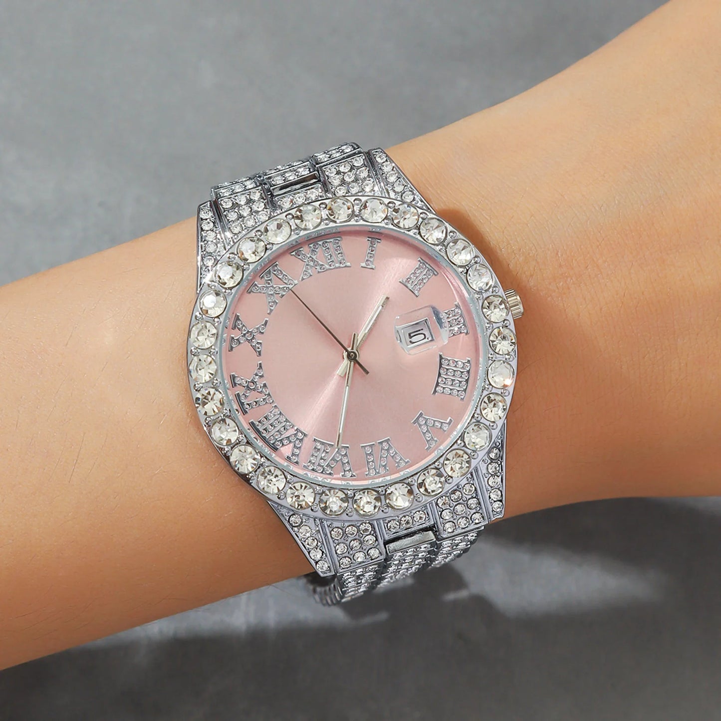New foreign trade explosive diamond-studded Roman fashion with calendar women's watch women's watch women's models