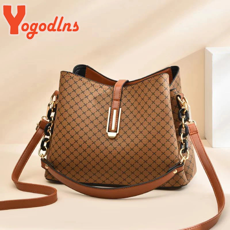 Fashion Bucket Bag Women PU Leather Shoulder Bag Brands