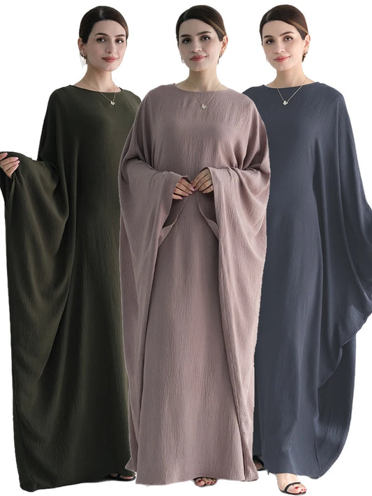 Ramadan Eid Crepe Batwing Butterfly Modest Abaya Dubai Luxury Muslim Jersey