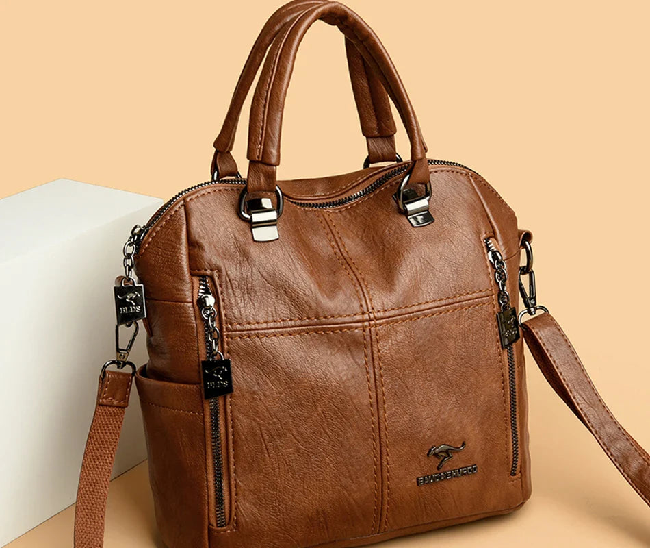 Hot Sale High Quality Leather Backpack Women Shoulder Bags Multifunction Travel Backpack School Bags for Girls Bagpack Mochila
