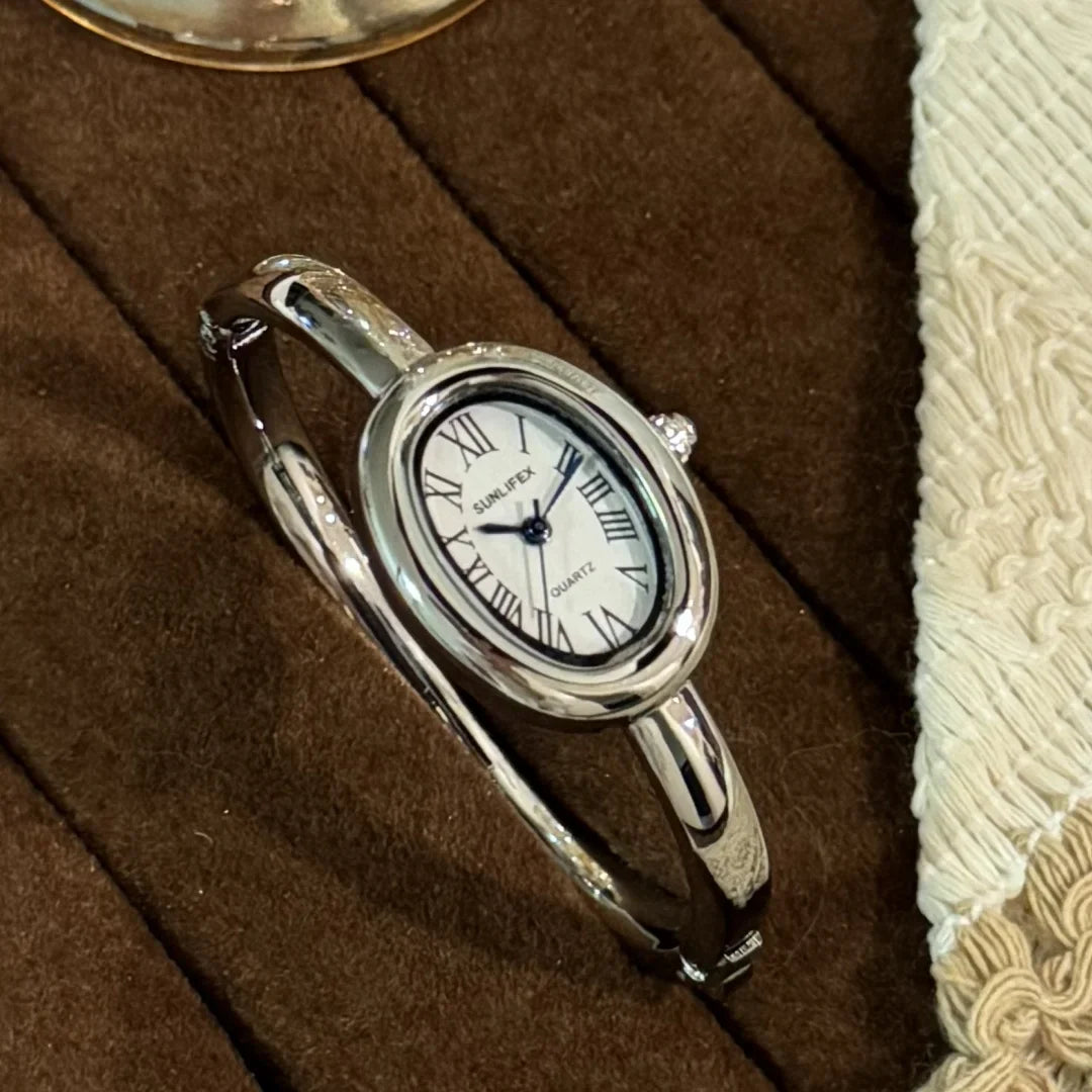 Women Rome Dial Quartz Watch Brand Luxury Gold Colors Bangle Oval  Wristwatch Relogio Feminino Gifts Clock Montre Femme