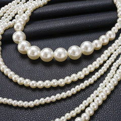 Vintage Imitation Pearl Choker Necklace Art Deco Flapper Accessories for Women White