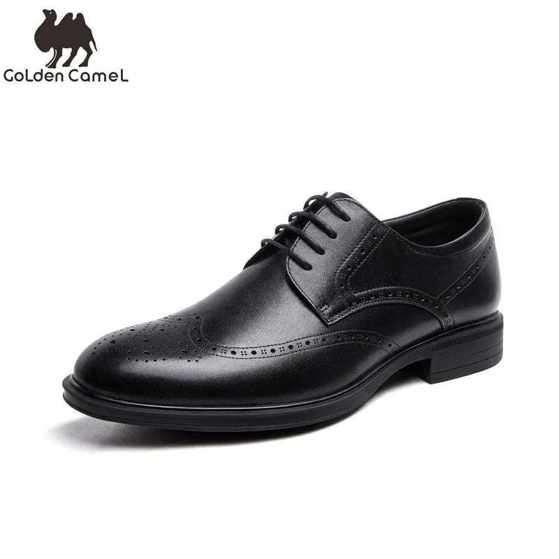 GOLDEN CAMEL Men's Dress Shoes Business Formal Shoes Casual Luxury Leather British Style Wedding Shoes for Men 2023 Autumn New