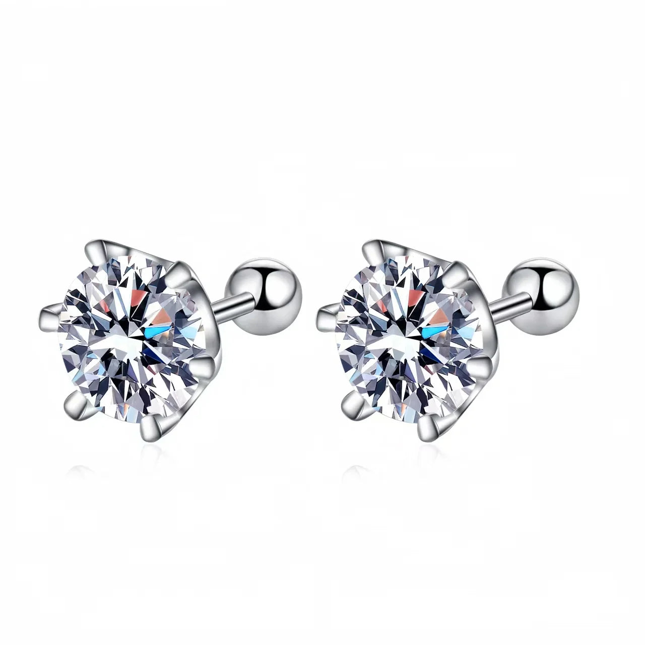 Moissanite Screw Stud Earrings D Color 925 Sterling Silver 6 Prong Diamond Earrings For Women Wedding Fine Jewelry
