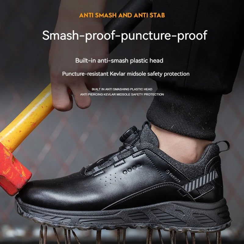 Insulation 6KV Black Leather Work Safety Shoes For Men Anti Smashing Steel Toe Cap Boots Non-slip Indestructible Male Footwear