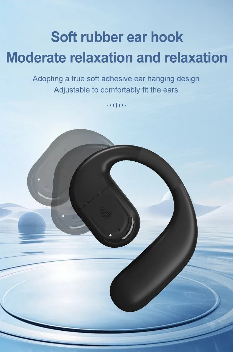 Bluetooth 5.4 Business Earphone Wireless Single Headphone with HD Mic Ear Hook HiFi Stereo Music Earbud for Xiaomi Samsung Phone