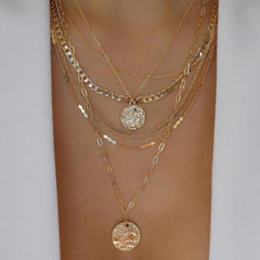 Bohemia Gold Color Multiple Styles Necklace For Women Trendy Multi-Layer