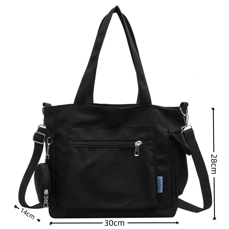 Oxford Canvas Composite Shoulder Bag Solid Color Versatile Lazy Style