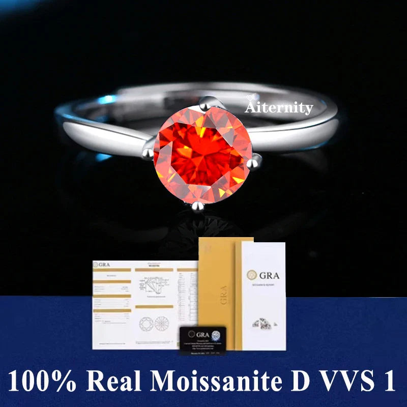 NEW 100% Real Moissanite Ring D VVS1 Pass Diamond Test Pen Adjustable Size S925 Sliver GRA Certificate Wedding Rings for Women