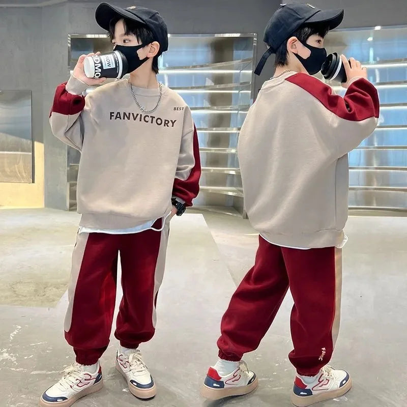 Boys Prints Letter Sets Children Spring Fashion Clothes Suits Kids Casual Sweatshirts+Pants 2Pcs Simplicity Autumn Outfits