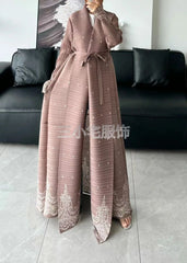 Abaya Fashion Lapel Pleated Long Sleeved Cardigan Windbreaker Jacket Saudi Abayas