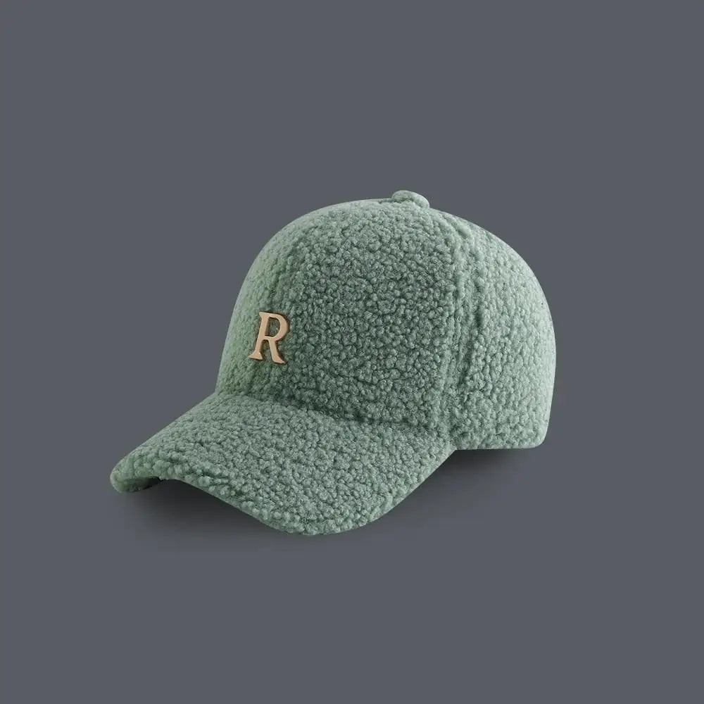 Baseball Cap Winter Hats For Women Men Unisex Letter Metal Logo Imitation Cashmere Keep Warm Simple Casual Winter Cap New Velvet