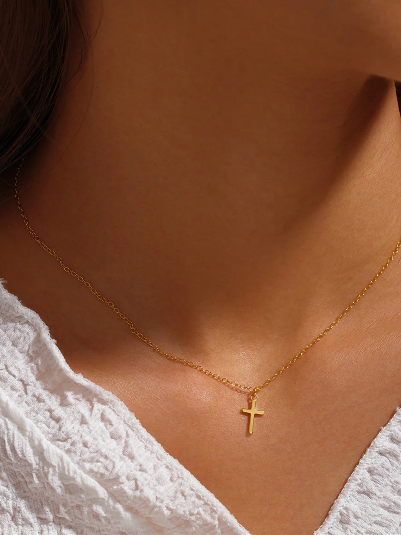 Aide 925 Sterling Silver Necklaces Charms for Women Crystal Cross Clavicle Collar Chain Simple Choker Necklace Accessories Gift
