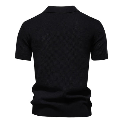 AIOPESON Men's Summer Breathable Polo Shirt Short Sleeve Solid Color Casual Polo Shirts for Men Lightweight Stretch Polo ﻿