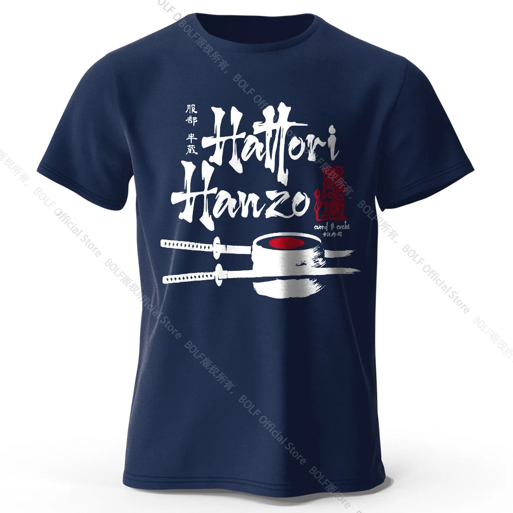 Men's Hattori Hanzo Printed T-Shirt 100% Cotton Oversized Ninja Graphic Tees for Women Summer Tops Samurai Streetwear