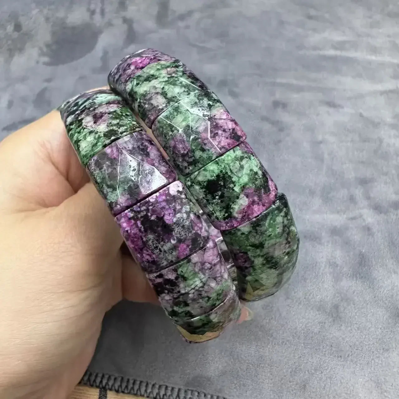 Natural 12x15mm Faceted Stone Unique Crystal Citrine Agate Amethyst Pyrite Fashion Elastic Handcrafted Bracelets Energy Bangles