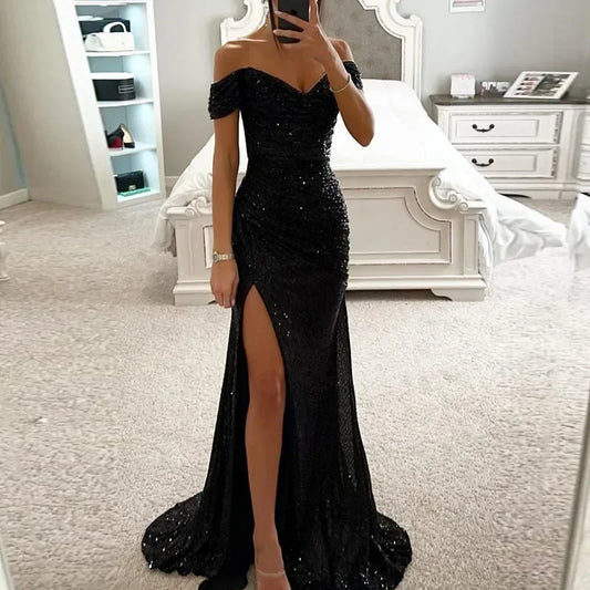 Chic and Elegant Women Evening Maxi Dresses Off-Shoulder Formal Gowns